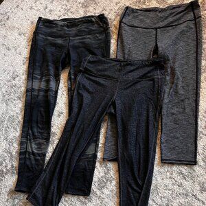 3 Pair ATHLETA 7/8 Capri Leggings Yoga Pants Medium Tall MT Gray & Black